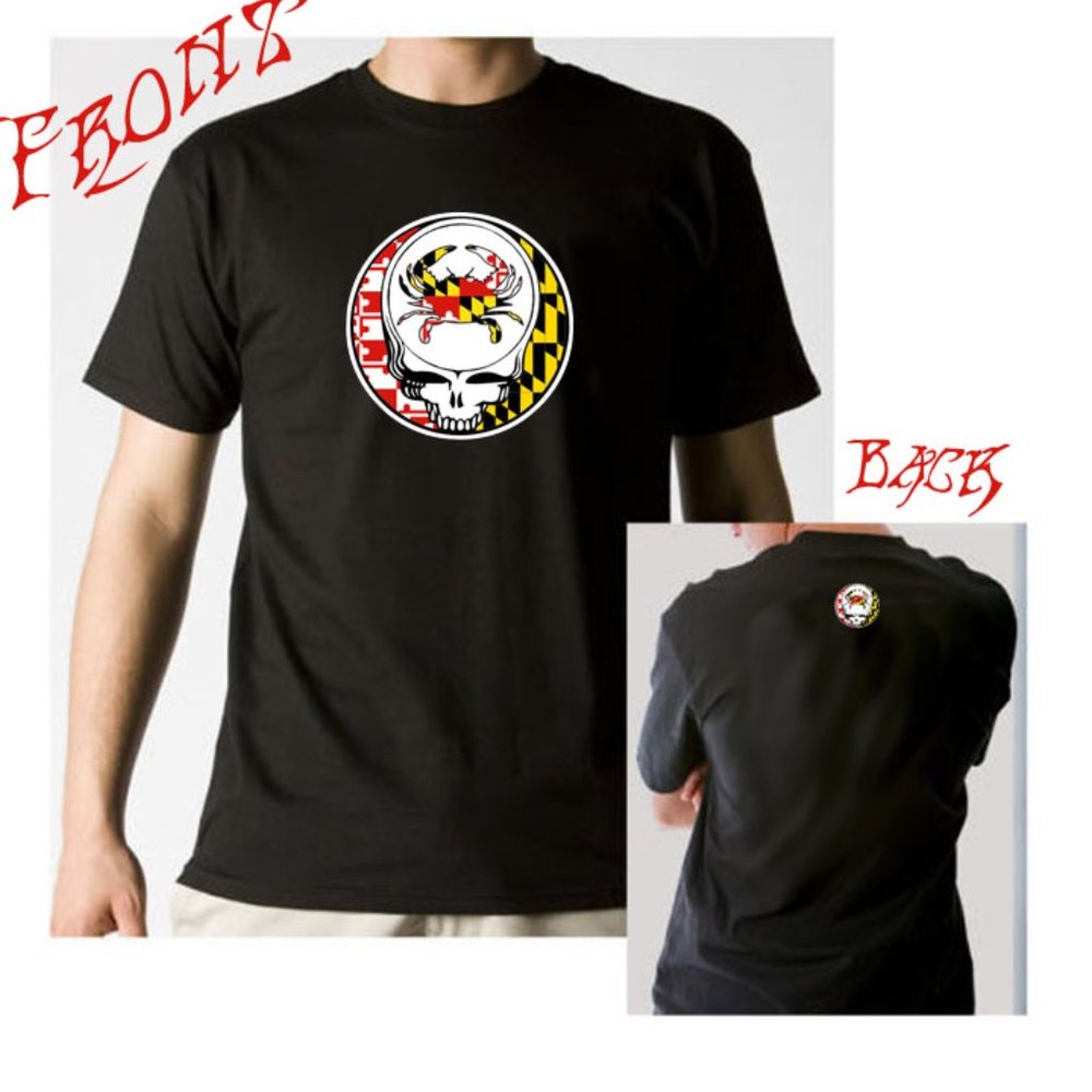 Maryland State Flag Crab Stealie Grateful Dead T-shirt